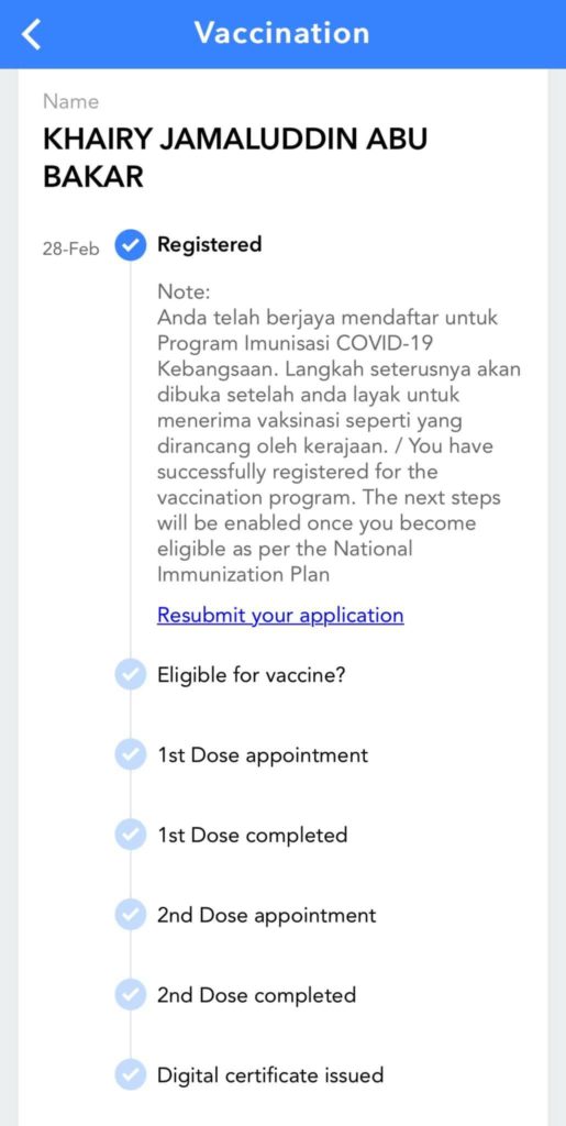 Check covid vaccine appointment status malaysia